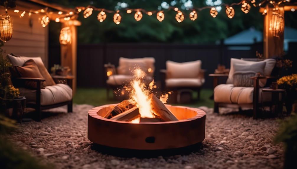 outdoor fire pit with lighting